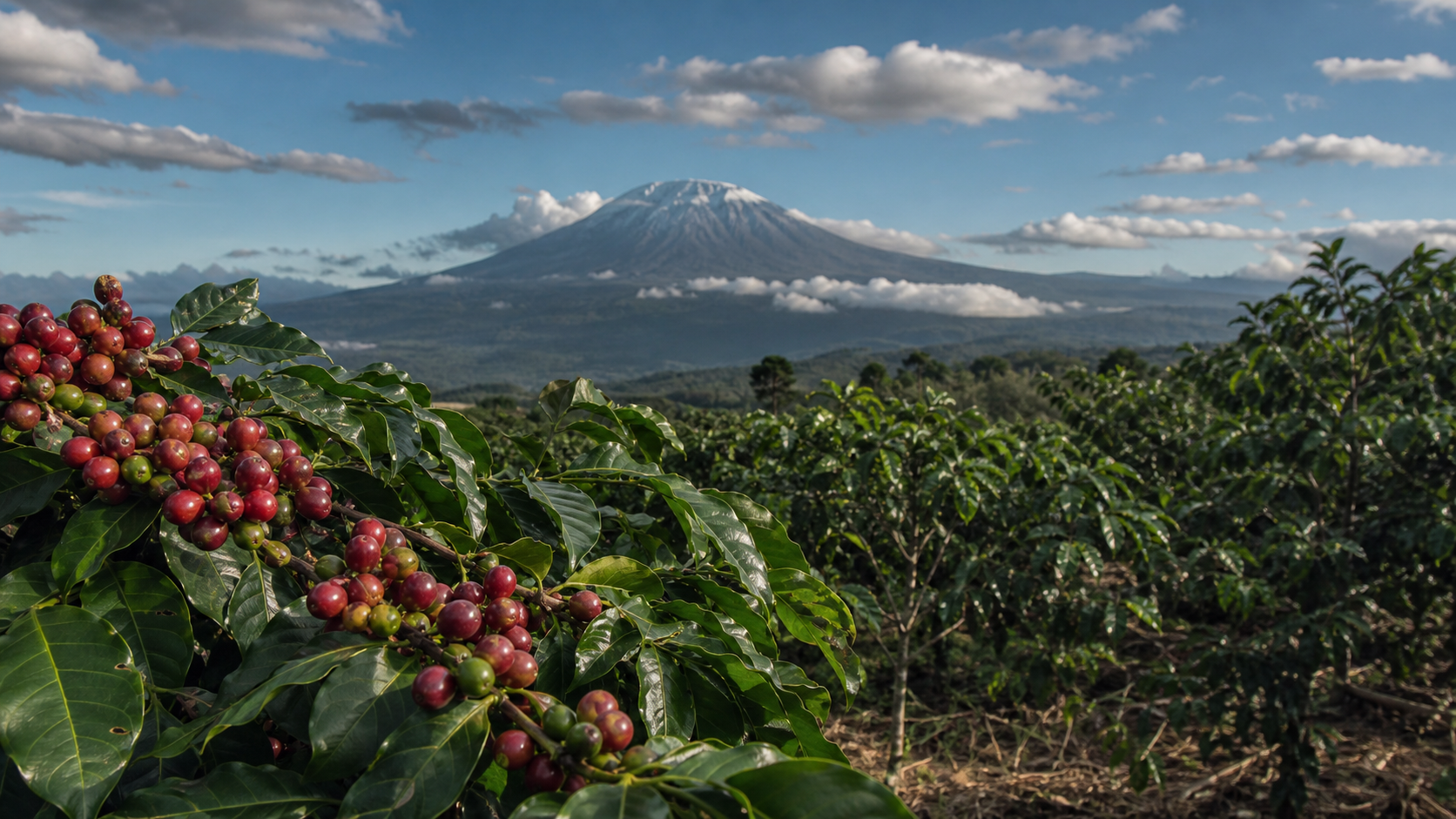 タンザニアのキリマンジャロ山麓コーヒー農園